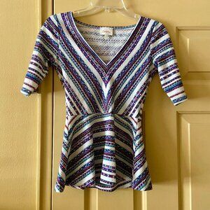 Anthroplogie Deletta Peplum Top Size XS